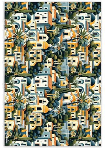 mubusi Tapis en Vinyle - Modèle Sicile - 60x90 cm - Multicolore - Ignifuge, Anti-taches, Hypoallergénique, Résistant à l'eau - Tapis de Cuisine, Salon, Extérieur