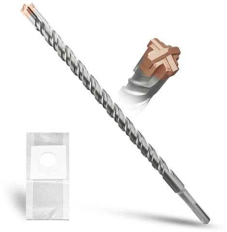 METOTY SDS Plus Hammer Drill Bit 16mm×350mm, with 4 Carbide Cutting Edges, Head with Coating, Masonry Drill, Hammer Drill, Concrete Drill, for Stone, Concrete, Natural Stone, Brick Wall