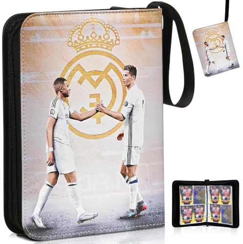 XEERUN Sammelkarten Album,Sammelalbum Fußball Karten für 400 Karten, Fussball Karten Sammelalbum mit 50 Abnehmbaren,Fußball Sammelalbu Album, Sammelalbu Karten (Gold)