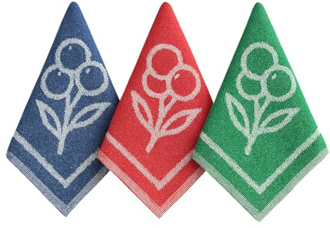 Genérico Paños de Cocina Multicolor (3 Unidades) – 45×45 cm – 80% Algodón / 20% Poliéster – Suaves y Absorbentes – Trapos de Cocina Duraderos para Limpieza y Secado