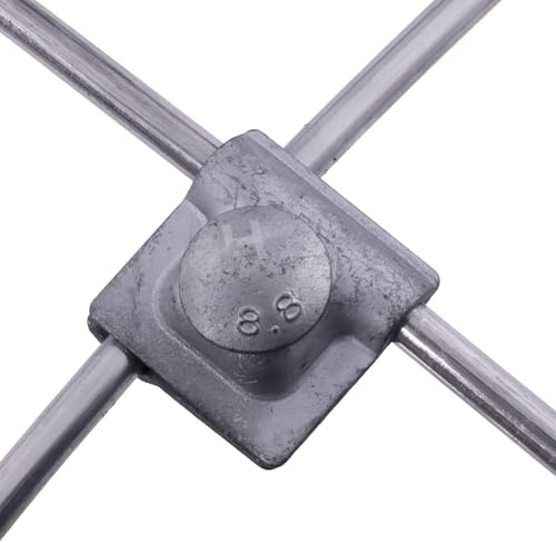 HausHeld® Erdungsklemme feuerverzinkt für Blitzschutzdraht Ø 8-10mm – Kreuzverbinder 38x38mm mit M10x30 Schraube – Blitzschutz Klemme nach PN-EN 62561 & 62305 – Potentialausgleich & Erdungssysteme