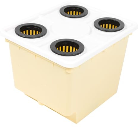 VALICLUD Cubos de Cultivo sin Suelo para Invernadero, Cubo Hidropónico de Plástico Amarillo 4 Agujeros, Adecuado para Cultivo Hidropónico de Verduras y Frutas en Jardín Doméstico