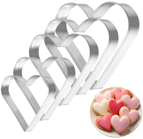 5 piezas de cortadores de corazón, cortadores de galletas grandes, galletas, corazón, galletas, utensilios, para hornear galletas, corazones, otoño, galletas, dulces, frutas de pan