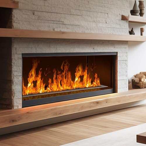 Mixtric Chimenea EléCtrica, Chimeneas Vapor Agua 3D, Llama Atomizada Realista, Estufa Chimenea EléCtrica Vapor con Control Mediante Pantalla TáCtil/Mando Distancia, Llenado AutomáTico Agua,120cm