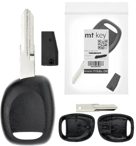 MT-KEY Clé d'allumage de voiture vierge VAC102 + transpondeur ID46 antidémarrage compatible avec Renault Kangoo I Kc 02-10 Twingo I 01-07