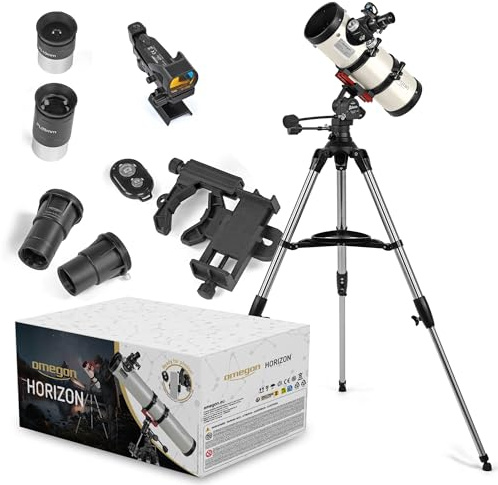 Omegon Horizon CR N 114/500 AZ-Bellavista Teleskop | Kompakt teleskop | Paraboliska huvudspeglar | Crayford-smältare | AZ-Bellavista-ram | Vidvinkel och bärbar