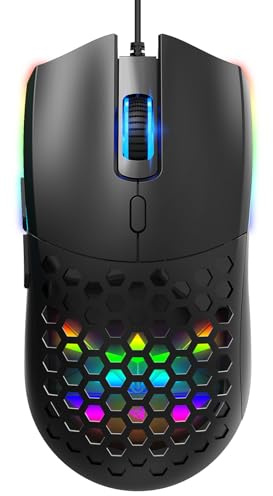 Annadue Souris de Jeu Filaire, Ergonomique, pour Ordinateur Portable, PC, Souris Optique avec Rétroéclairage RVB, Réglable 6400 DPI, pour 7/8/10/2000/XP/Vista, pour MacOS, pour Linux (S500 Blanc)