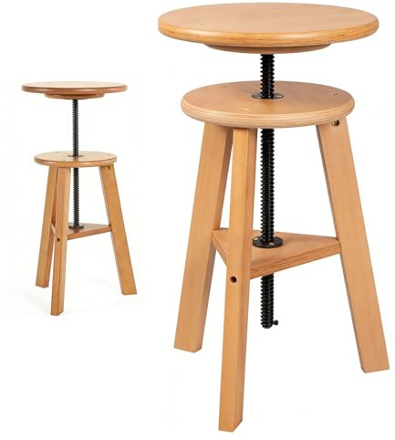 Zeichenhocker aus Holz,48-65cm Höhenverstellbarer Malhocker aus Buchenholz | Multifunktionaler Künstlerhocker für Künstleratelier, Studio, Zuhause, Bars, Küche oder Büro