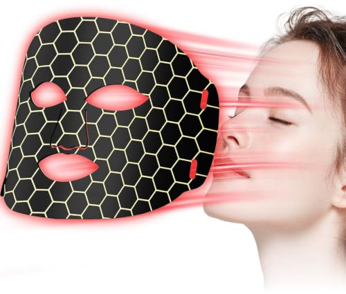VIVEY LED Gesichtsmaske 7 Farben Lichttherapie Rotlicht Maske Anti-Aging | Für Gesicht & Hautpflege, Photon Lichttherapie, flexibles Silikon Design mit Type-C Akku und 7 Lichtfarben