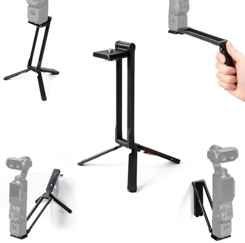 K&F Concept Trépied à Vis 1/4 avec Support d'Extension Mantiscase | Fixation avec Dos Magnétique et Trépied Pliable, Compatible avec Insta360 Luna Ultra/DJI Osmo Pocket 4/4P/3 - PP01