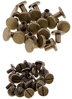 Trimmen Shop Chicago 9 x 13 mm Schraube Nieten Gold flach Head, Anti, langlebig Messing für leathercrafts, Kunst, Buchbindung, Kunsthandwerk, DIY Dekoration, Bronze, 20pcs
