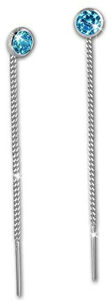 Ohrringe für Damen 3mm Ohrhänger 925 Sterling Silber Zirkonia türkis D4SDO5963T Ohrhänger