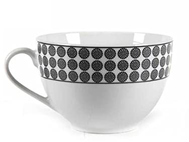 jumbo flowers Tazzone 37cl in Porcellana Decorato Tazza (Nero)