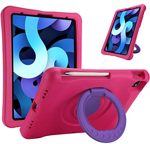 ProCase Kinder Hülle für iPad Air 5 Gen 2022 /4 Generation 2020 10.9 Zoll, Ultra Leicht Stoßfest Robust Kind Schutzhülle Umwandelbar Handgriff Handle Standfunktion –Magenta