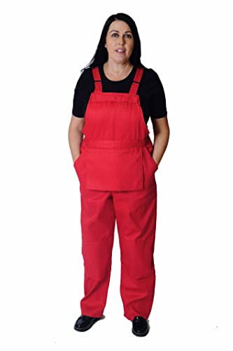 GRS Dam haklapp och stöd hängselbyxor overall overall halloween kostymer för kvinnor, maskeradoveraller (vit, svart, blå färger), Röd, 4XL
