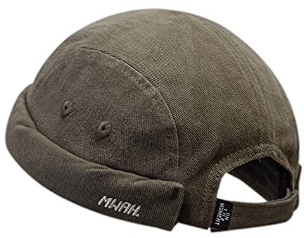 CLAPE Baumwolle Dockercap Herren 5 Panel Dockermütze Sommer Basecap Ohne Schirm Fisherman Beanie Watch Hat Verstellbar Bikermütze Green GD31
