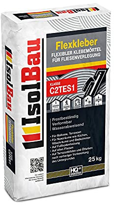 Isolbau C2TE S1 Flexkleber - 25 kg Flexibler Klebemörtel für Fliesenverlegung - Frostsicher, Verformbar & Wasserabweisend, Flexmörtel Natursteinkleber