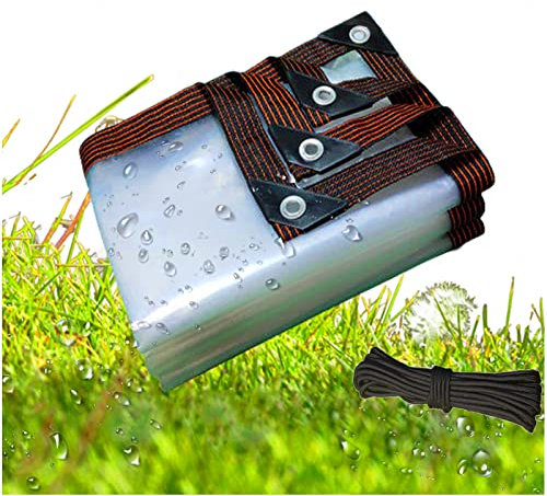 FWTXZTER Telo Impermeabile per Esterno, 2x4M Telone Trasparente in PE Impermeabile da con Occhielli, Robusto Copertura Teloni per Giardino Gazebo Pavilion Terrazza