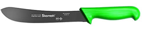 Starrett Professional Stainless Steel Chefs Steak Knives Narrow Curved Profile - 10-inch (250mm) - Green Handle