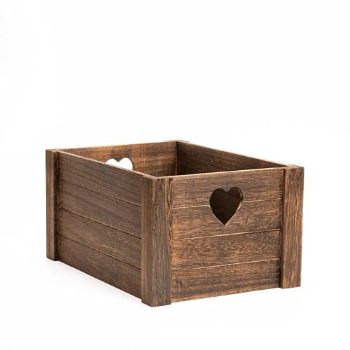 Wickerfield Small Wooden Box, Gift Basket, Wood Crate Boxfor Storage, Wood Storage Boxes, Wooden Crate Basket (Brown, Medium)