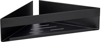 Wenko Turbo-Loc® Genua Black hörnhylla i matt lackerat rostfritt stål, utan borrning med självhäftande lagersystem, utrymmesbesparande, 36 x 8 x 17 cm, svart