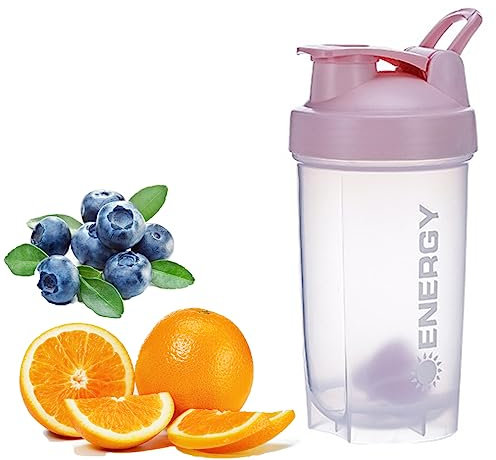 KHAOP Protein Shaker Bottle with Mixball - 500ml Gym Cup BPA and DEHP Free Leakproof for Pre Workout Mixer for Protein Powder Shakes & Supplement Shaker Bottle (Pink)