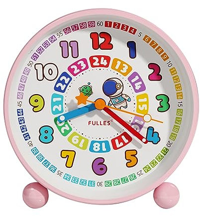 IGTOPS Analog Wecker Kinder, Ohne Ticken Wecker Lernwecker mit Nachtlicht, Snooze Analog Wecker, Lernuhr Kinder für Schulen, Wecker für Schulkinder Mädchen Junge (F277B-Pulver, 11x12cm)