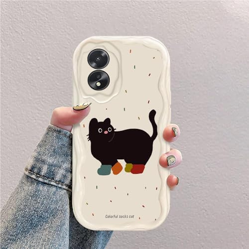 Calcetines Coloridos Funda Ola Silicona Suave Compatible con OPPO A38 4G/OPPO A18 4G Caja
