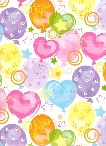 ARKRAFT carta da regalo set 5 fogli formato 90 x 65 cm confezione senza plastica disegno palloncini (119)