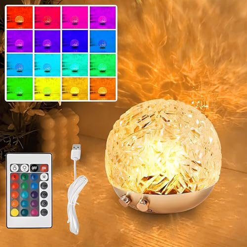 Wave Lamp Tischlampe, Tischlampe LED Nachttischlampe, LED Ozeanwellen Sternenprojektor Lampe, 16 RGB Water Wave Lamp, Nachtlichtlampe mit Fernbedienung, Sternenlicht Projektor Lampe, USB-Aufladung