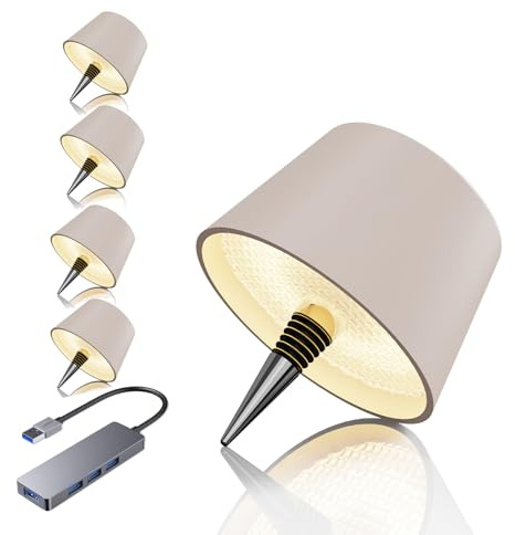 MU LIN Wiederaufladbare Flaschenlampe, kabellose Tischlampe, Touch-Steuerung, 3 Farbtemperaturmodi, dimmbar, für Wohnzimmer, Restaurant