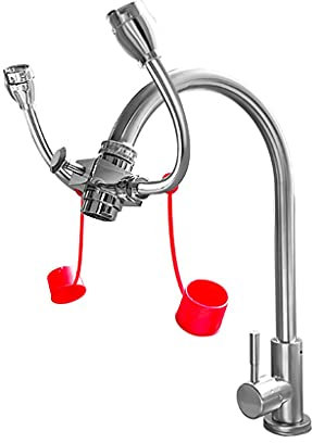 Notfall-Augendusche, Augendusche zur Befestigung am Wasserhahn, um 360° drehbarehe zur Befestigung am Wasserhahn, um 360° drehbarer Doppel-Augenduschenaufsatz für Waschbecken (Farbe: Stil 2)