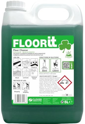 Floorit Floor Cleaner, 5L, For PVC, Marble, Linoleum, Wood, Laminate Floors Christeyns Clover