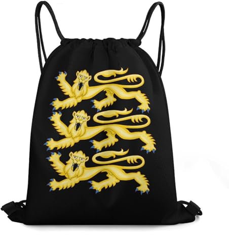 Tunnelzug Gymsack Wappen Mit DREI Löwen Gymnastikbeutel Kinder Turnsack Mädchen Turnbeutel Für Damen & Herren, Für Reisen, Schwimmen, Strand, 36x42cm