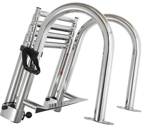 ZEEKYFOR 4 Step Pontoon Boat Ladder, Stainless Steel Folding Telescoping Rear Entry Inboard Deck Ladder, Heavy Duty Pool Ladder for Boat Yacht,5cm/2in Wide Step