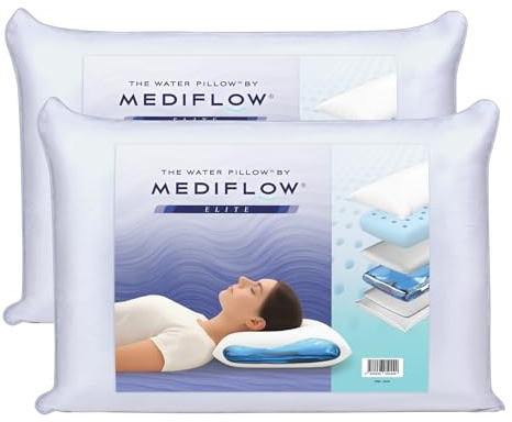 Mediflow Elite Collection Wasserkissen - Kühlender Gel-Memory-Foam, orthopädisch, verstellbar zur Linderung von Nackenschmerzen (50 x 70 cm, 2er-Set)