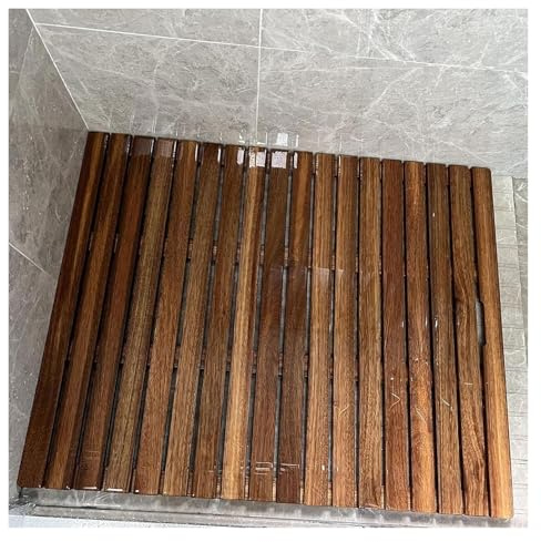 TAIPINGOZ Caillebotis de Douche Bois, Tapis de Bain en Bois, Tapis de Bain et de Douche, imperméables et antidérapants, en Bois de Teck Robuste.(26x26in(66x66cm))