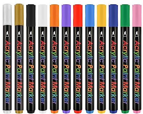 Multifunktionale Farbstifte 12 Farben Acrylfarbenmarkierungen Schnelltrocknen Graffiti Marker Zeichnen Von Stiften Für Erwachsene Und Kinder