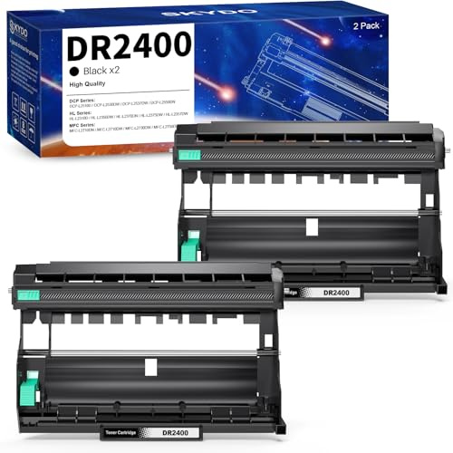 Skydo DR2400 Drum Unit (2-Pack) Compatible for Brother DR-2400 Drum for HL-L2350DW MFC-L2710DW MFC-L2710DN HL L2350DW HL-L2310D DCP-L2530DW MFC-L2750DW DCP-L2510D (12,000 Pages, Toner Not Included)