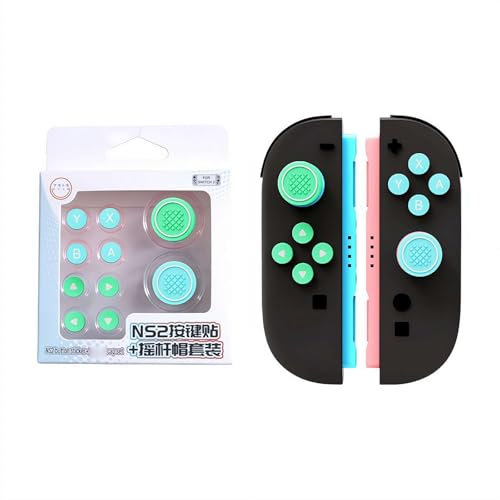 Switch 2 tapas de botón de silicona y fundas para joystick (juego de 10) – Potenciador de agarre antideslizante suave, 7 opciones de color (verde)