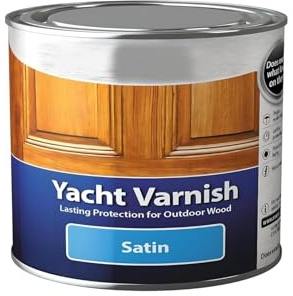 HOCHSTE® Yacht Varnish Satin, Exterior Wood Varnish for Doors & Windows, UV Protection, Waterproof, Durable Finish, Resists Cracking, Peeling & Blistering, (Satin, 250ml)