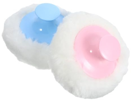 BAZEITFLOW Borlas De Polvo Para Ñiño 4 Piezas (2 Azules 2 Rosas) Tamaño Medio Con Mango Corto, Felpa Suave Para Aplicación De Talco Corporal, Ideales Para Cuidado Infantil y Uso Viajes