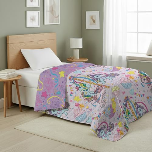 Northwest My Little Pony Pony Party Quilted Blanket, Comfy Bed Couch Throw, Adults Boys Girls, All Seasons Blanket, 60 x 80 inches