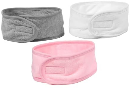 PENIKOKO Lot de 3 Bandeaux pour Femmes en Coton Doux et Respirant, Bandeau Ajustable Double Couche pour Maquillage, Lavage du Visage et Sport