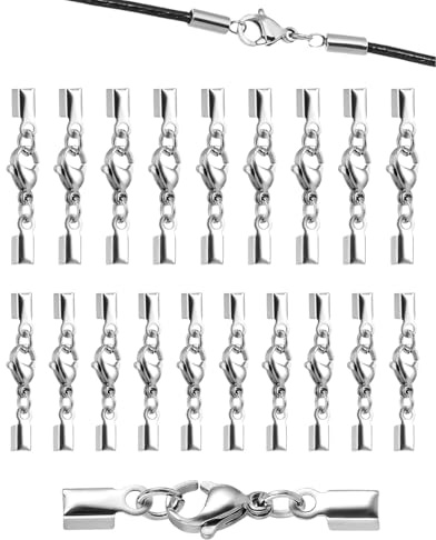 JUKOTA 20 PCS Chiusura Moschettone in Acciaio Inox,Fermagli Bracciale,Fermagli per Gioielli,Connettore a Maglie di Catena per Collane,Bracciali,DIY Gioielli Fai(Argento)