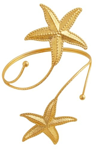 NKTDWO Gold Arm Cuff Flower BIg Starfish Bracelet for Women, Bohemian Style Upper Arm Bangle, Festival Summer Beach Jewelry Gift,flower,Big Starfish