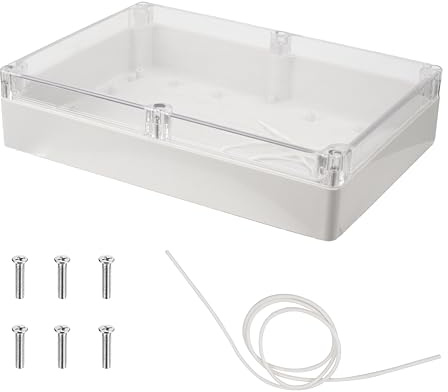 Abzweigdose Wasserdichte Anschlussdose, IP65 Abzweigdosen, Gehäuse Elektronik, Plastik Leergehäuse Kunststoff Elektronische Gehäuse Box, Projektbox Verteilerdose mit Klar Deckel (263 * 182 * 60mm)