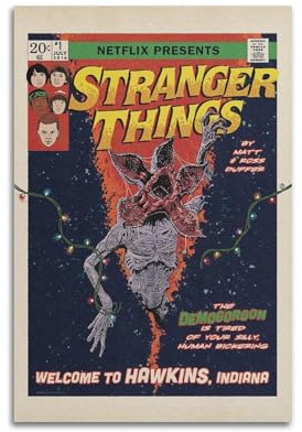 TMRL Retro-Film-Poster, Motiv: Stranger Things, Wandkunst, Poster, Leinwand, Poster, Kunstwerk, Geschenke, Raumästhetik, 40 x 60 cm, ungerahmter Stil