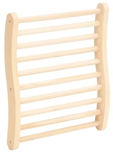 Runheo basturyggstöd, S-form av massiv furu 50 x 40 x 7,5 cm, ergonomiskt utformad för infraröd kabin och traditionell bastu, slappnar av ryggen och främjar wellness i ångbadet