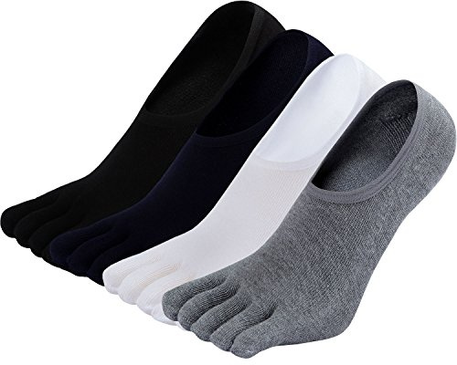 Teenloveme Hombre cinco calcetines de los dedos, calcetines invisibles hombre calcetines cortos para casual y deportivo, antideslizantes, EU 39-44, 4 pares (multicolor)